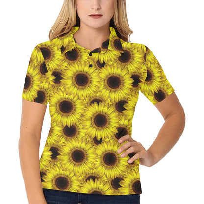 Sunflower Pattern Print Design SF010 Women's Polo Shirt