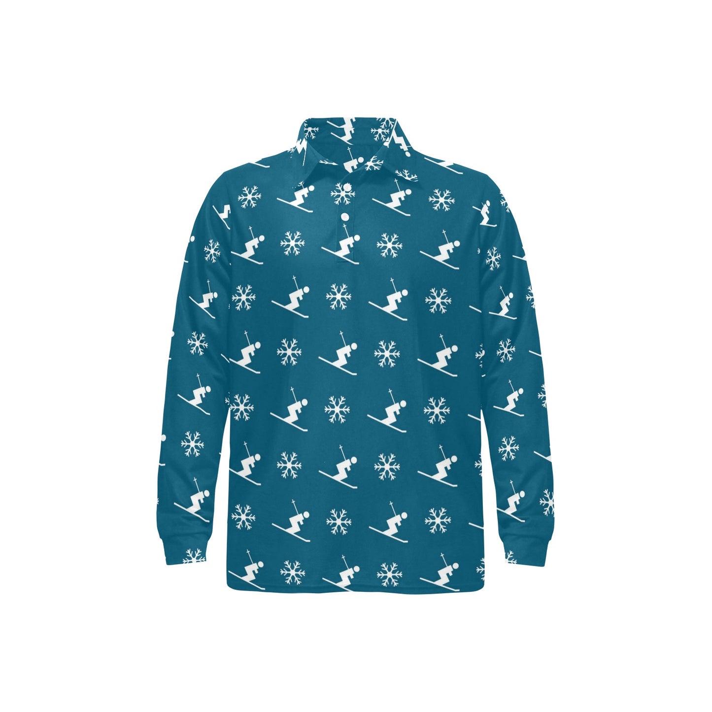 Ski Print Design LKS301 Long Sleeve Polo Shirt For Men's