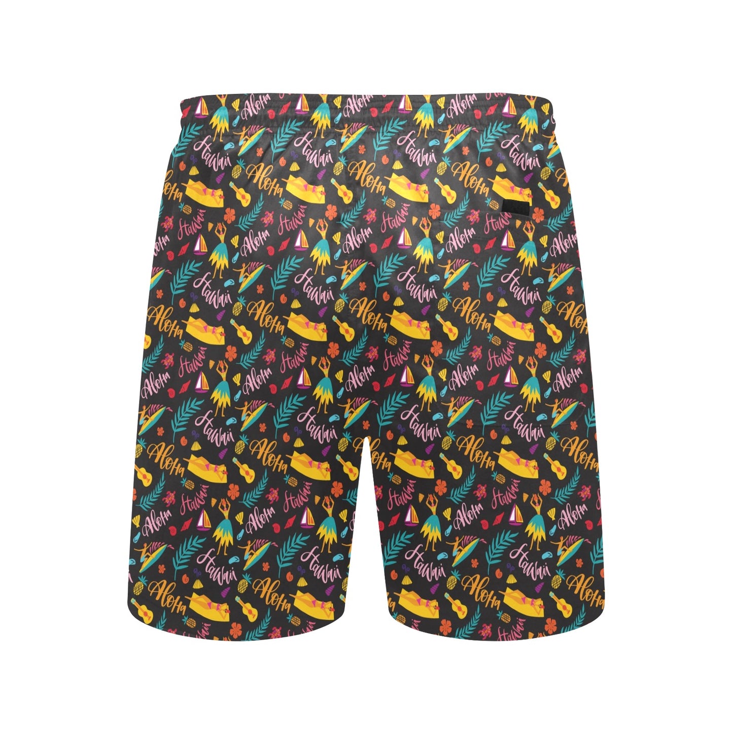 Aloha Hawaii Summer Design Themed Print Men's Swim Trunks Beach Shorts