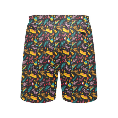 Aloha Hawaii Summer Design Themed Print Men's Swim Trunks Beach Shorts