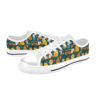 School Bus Print Design LKS309 Women's White Low Top Shoes