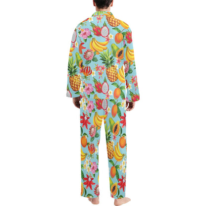 Tropical Fruits Pattern Print Design TF01 Men's Long Pajama Set