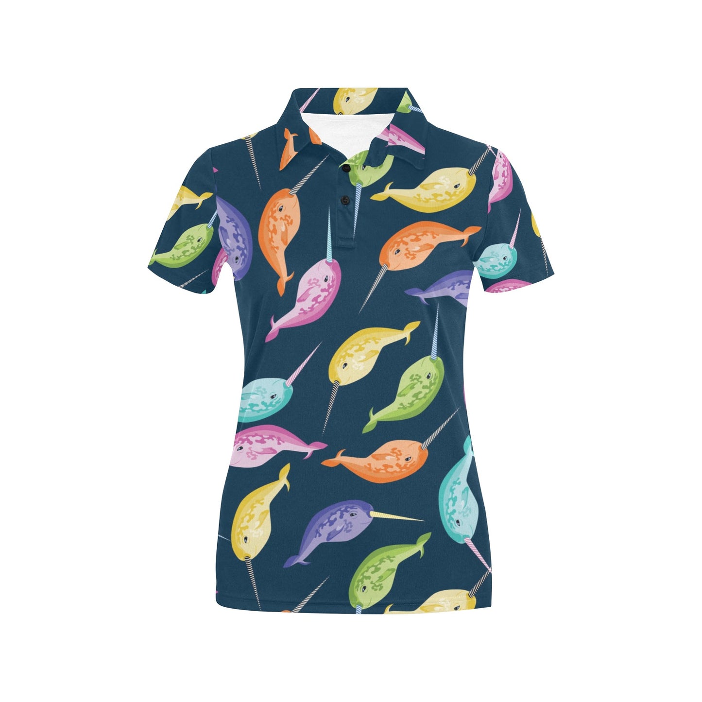 Narwhal Colorful Pattern Print Design 03 Women's Polo Shirt