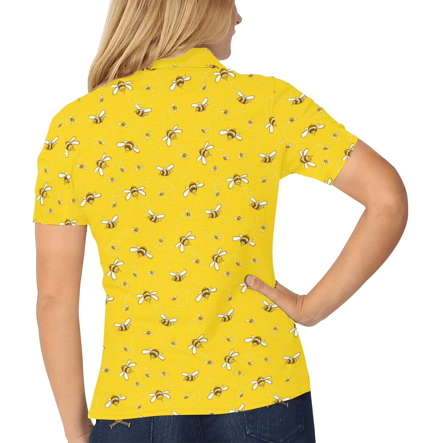Bee Pattern Print Design 05 Women's Polo Shirt