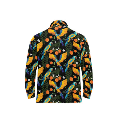 Macaw Pattern Print Design 03 Long Sleeve Polo Shirt For Men's