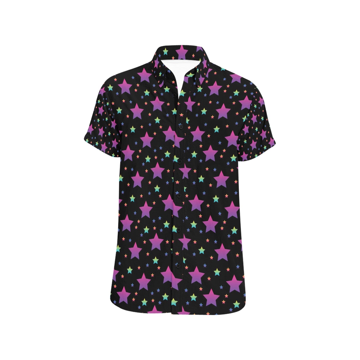Star Print Design LKS305 Men Short Sleeve Button Up Shirt