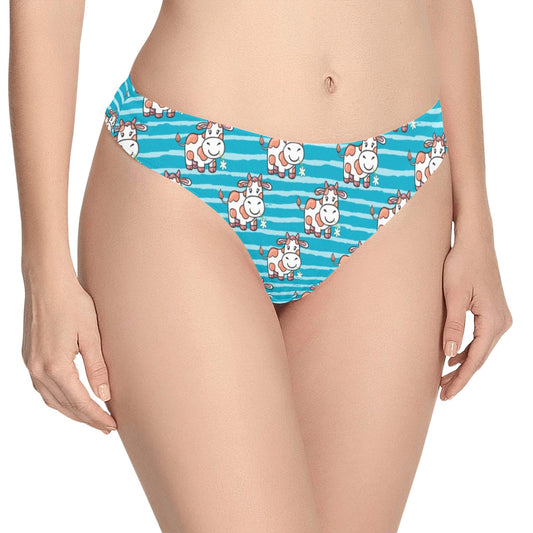 Cow Cute Print Pattern Women's Thongs