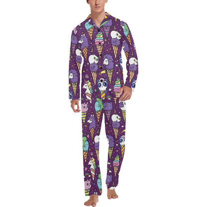 Ice Cream Pattern Print Design IC07 Men's Long Pajama Set