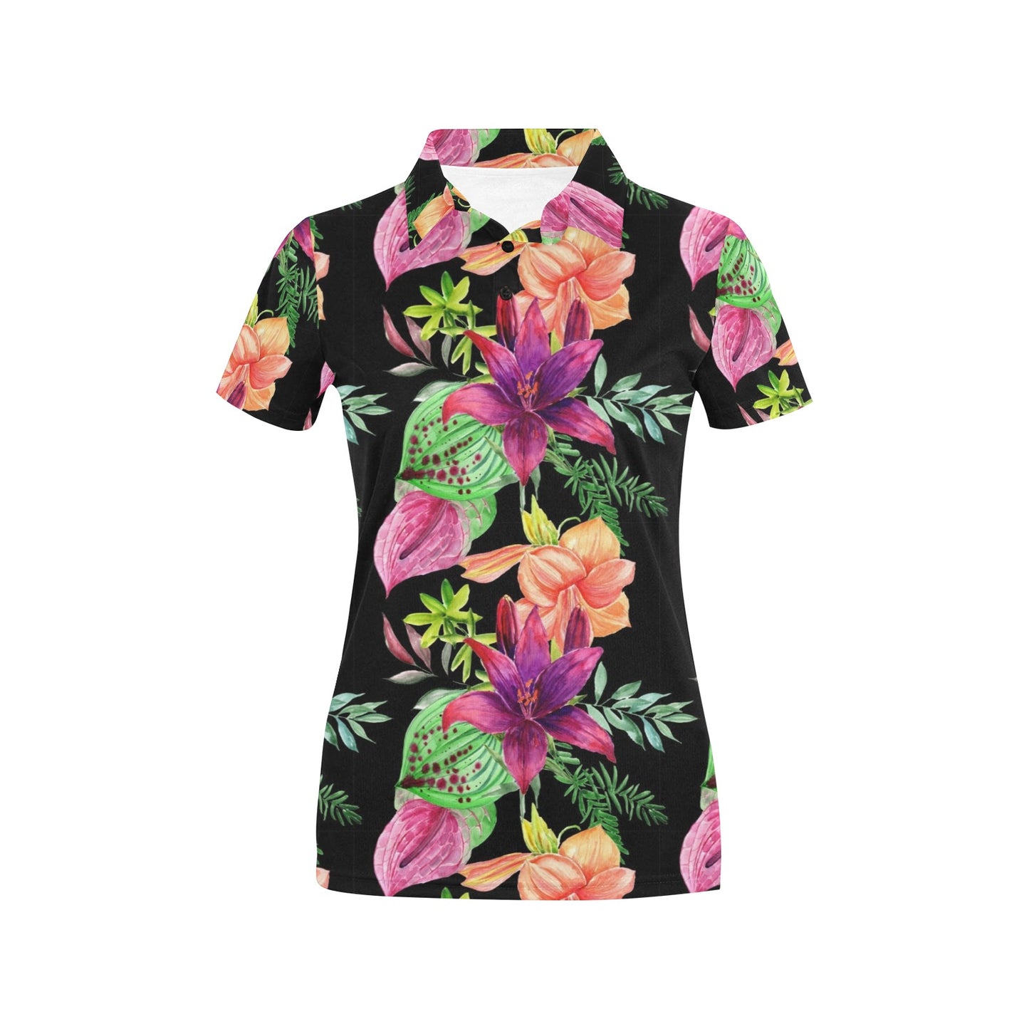 Amaryllis Pattern Print Design AL09 Women's Polo Shirt