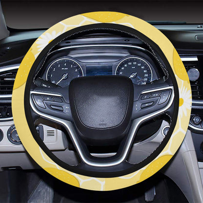 Honey Bee Honeycomb Print Design LKS3010 Steering Wheel Cover with Elastic Edge