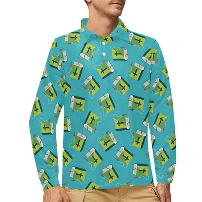 Bible Pattern Print Design 01 Long Sleeve Polo Shirt For Men's