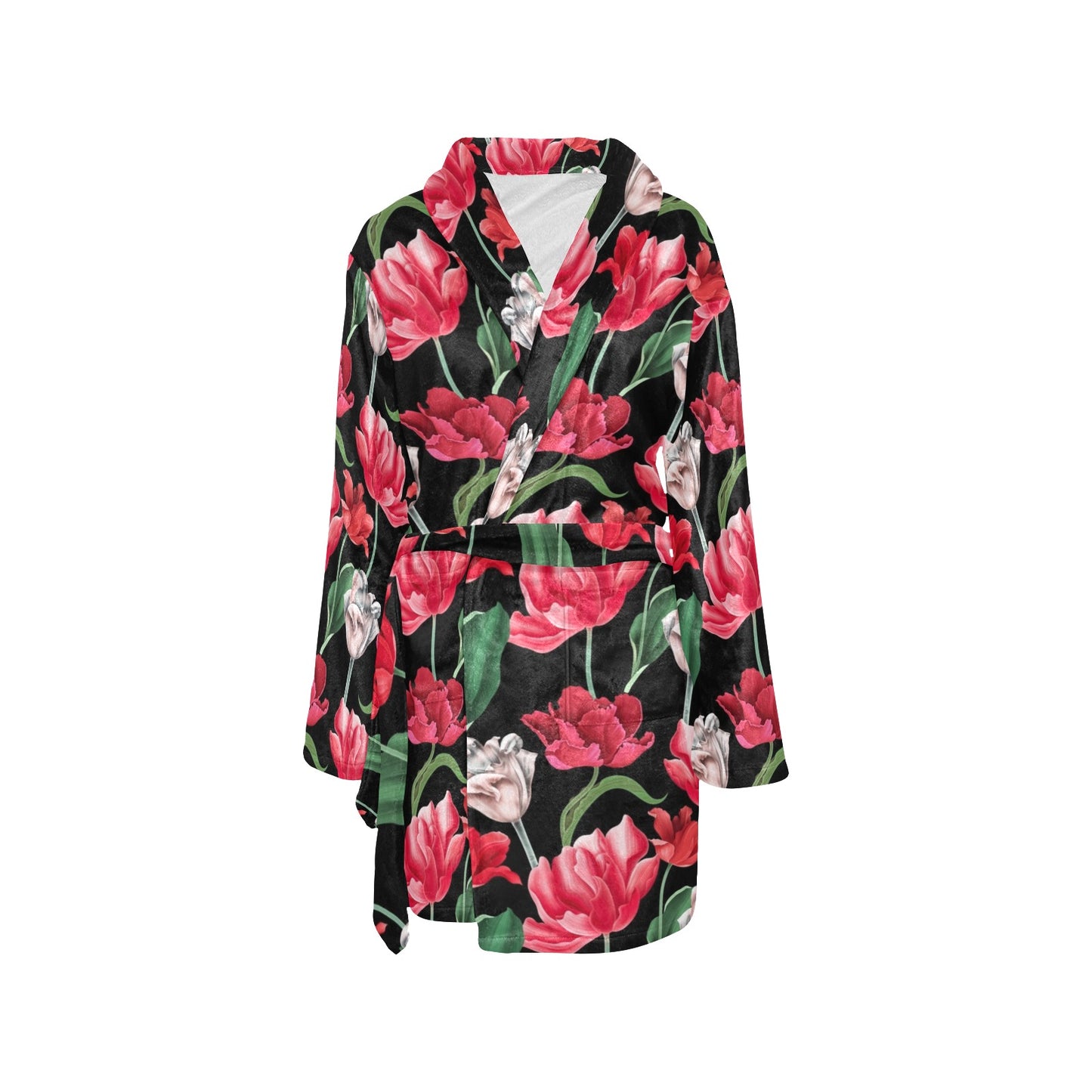 Tulip Pattern Print Design TP08 Women's Fleece Robe