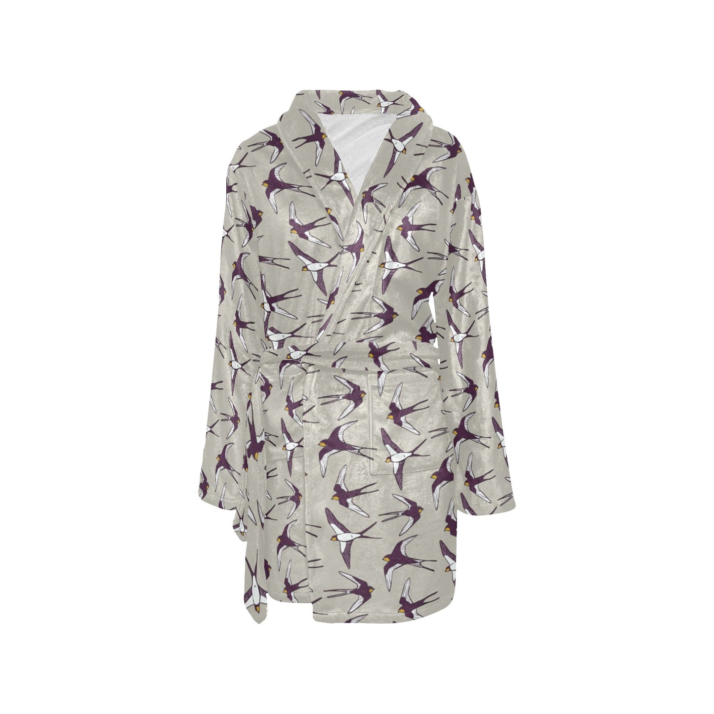 Swallow Bird Pattern Print Design 03 Women's Fleece Robe