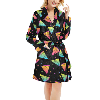 Rainbow Watermelon Pattern Print Design A04 Women's Fleece Robe