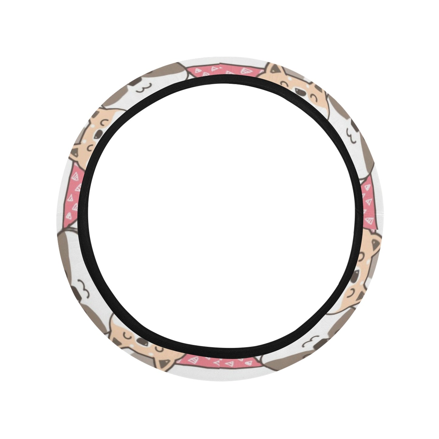 Shiba Inu Print Design LKS305 Steering Wheel Cover with Elastic Edge