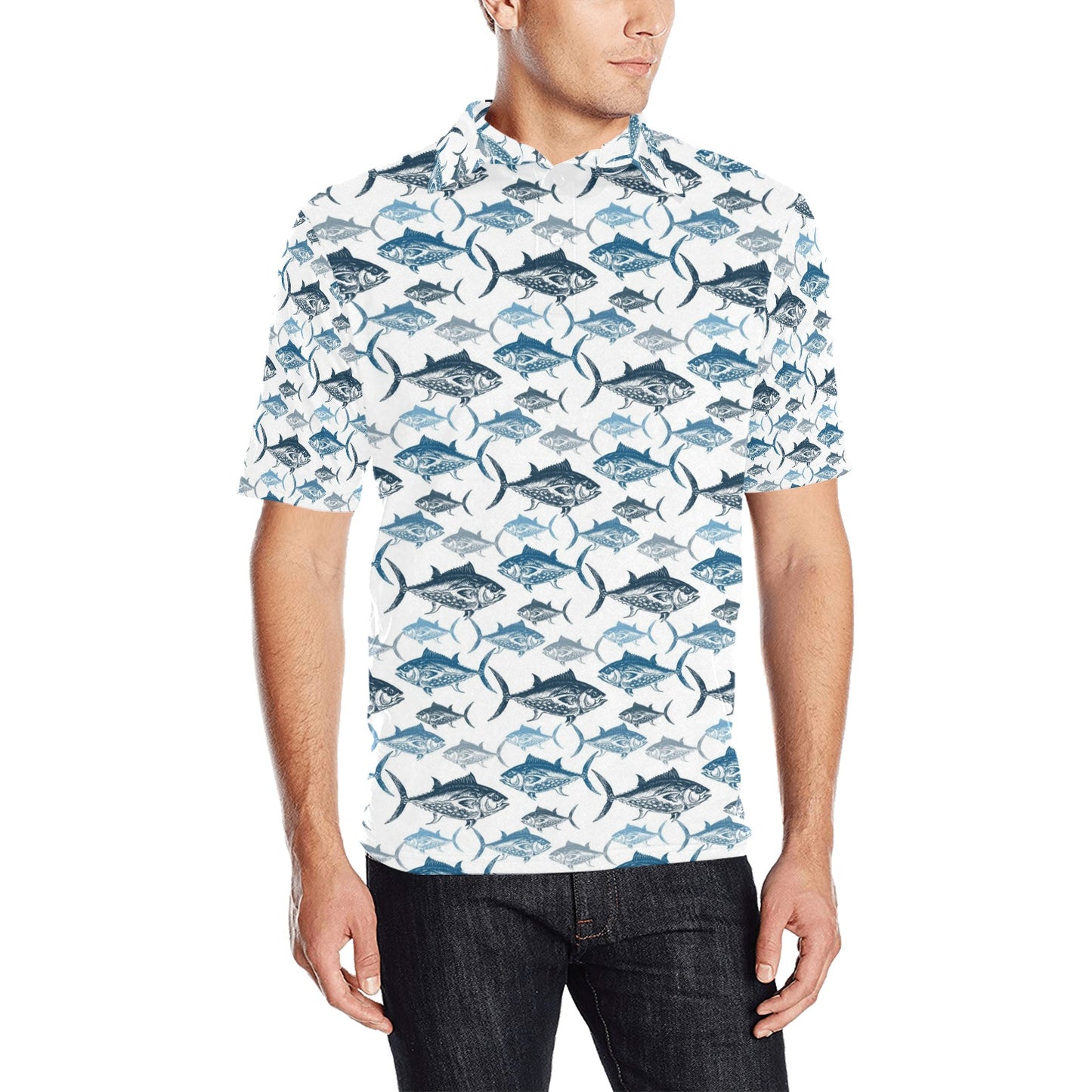 Tuna Fish Print Design LKS303 Men Polo Shirt