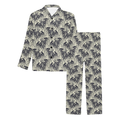 Bat Tribal Pattern Print Design 06 Men's Long Pajama Set