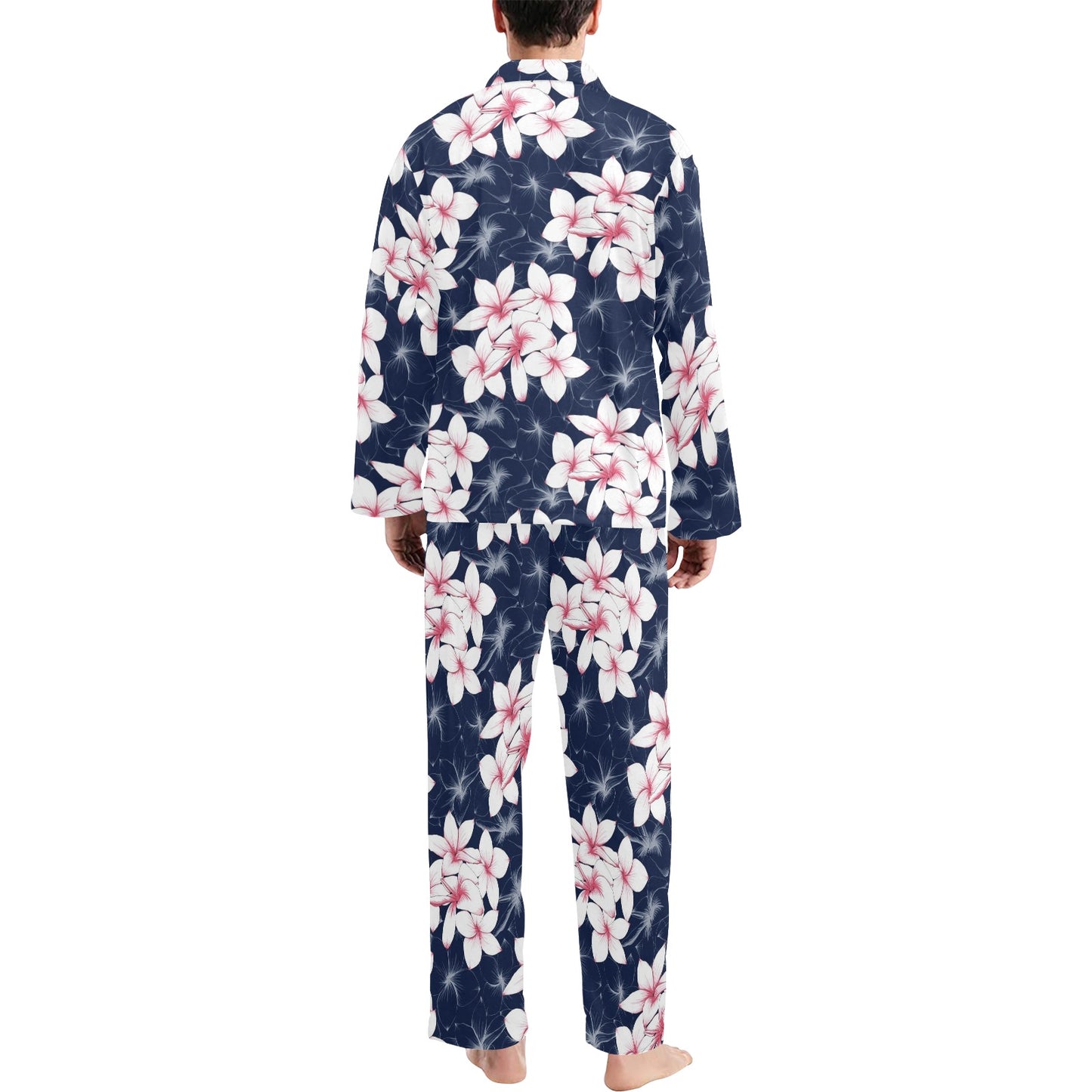 Plumeria Pattern Print Design PM017 Men's Long Pajama Set