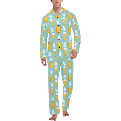 Christian Pattern Print Design 02 Men's Long Pajama Set