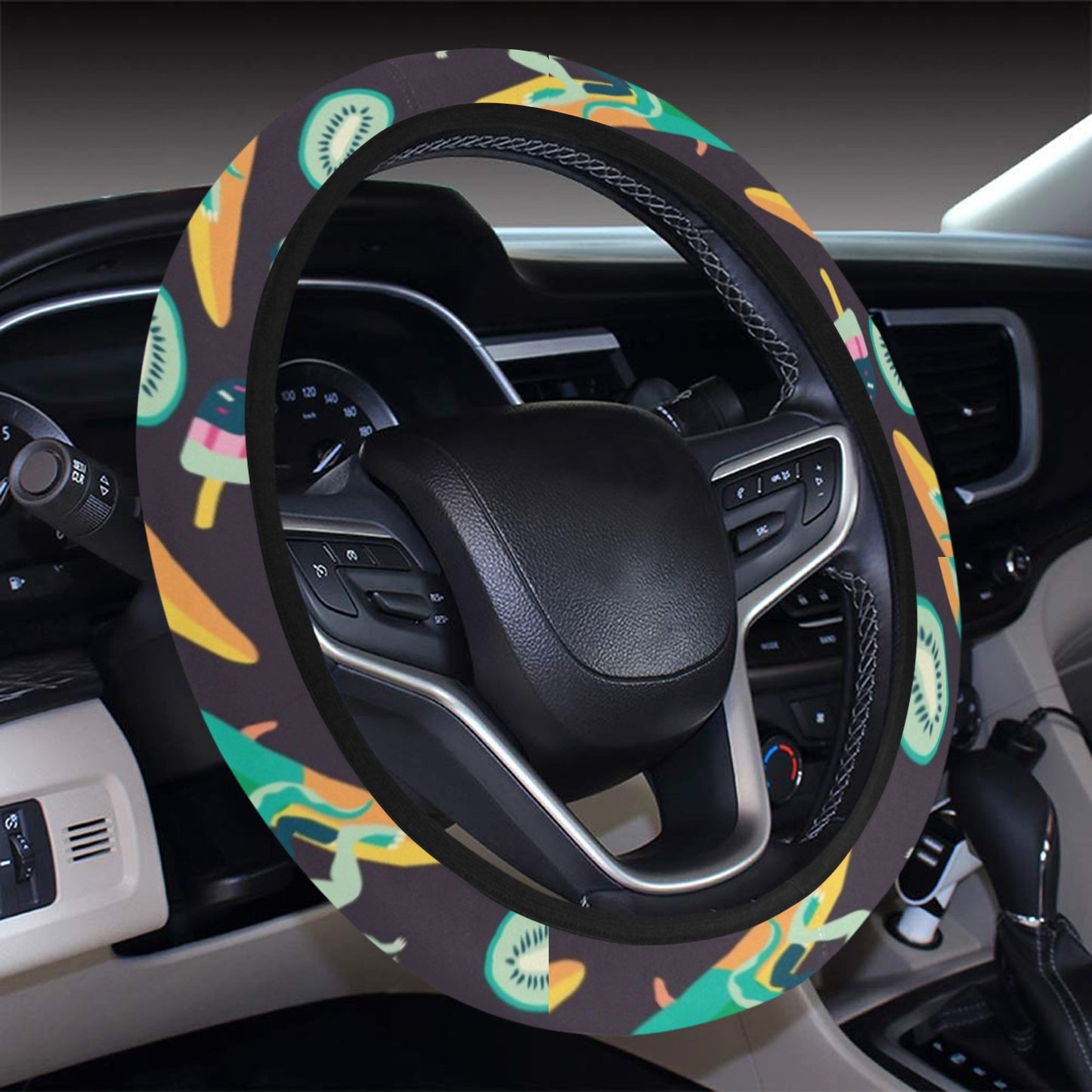 Surfboard T Rex Print Design LKS301 Steering Wheel Cover with Elastic Edge