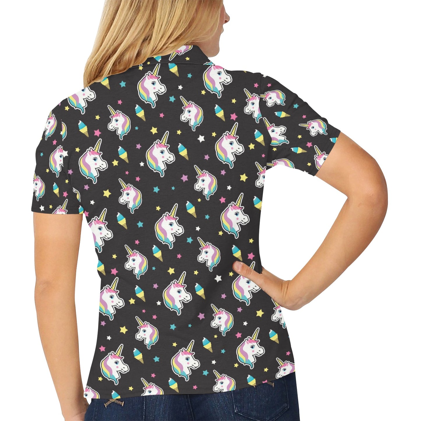 Unicorn Print Design LKS302 Women's Polo Shirt