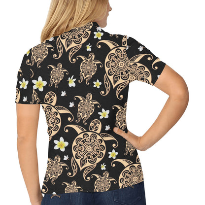 Turtle Polynesian Tribal Hawaiian Women's Polo Shirt