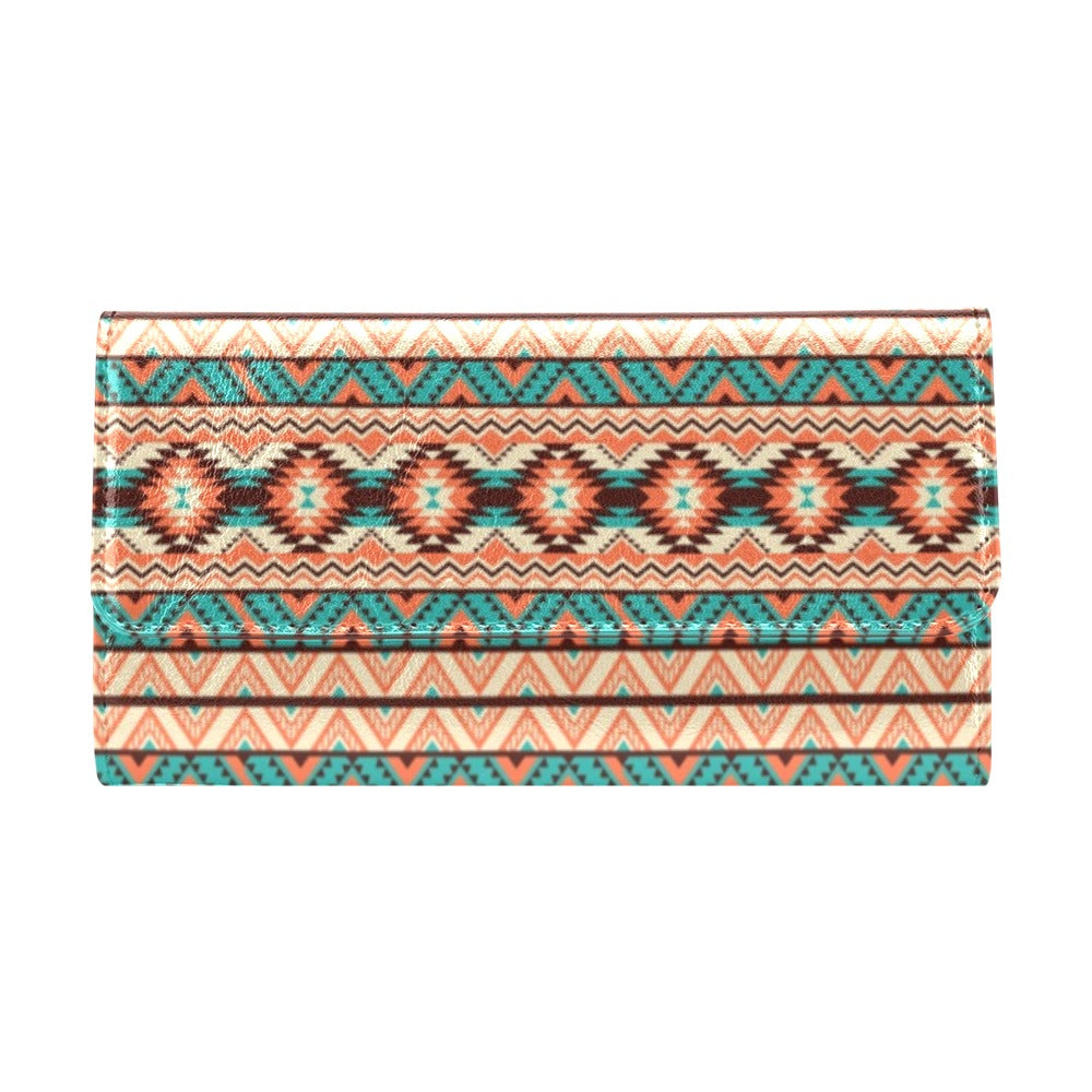Navajo Western Style Print Pattern Women's Trifold Wallet