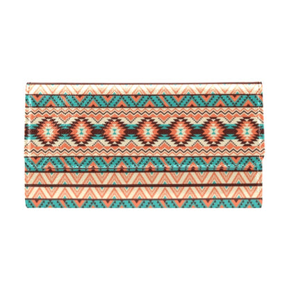 Navajo Western Style Print Pattern Women's Trifold Wallet
