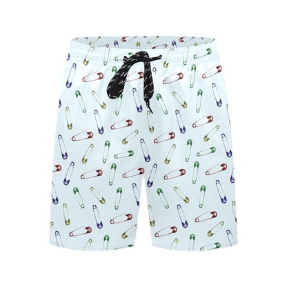 Safety Pin Print Design LKS303 Men's Swim Trunks Beach Shorts