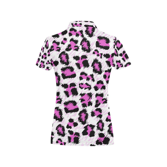 Leopard Pink Skin Print Women's Polo Shirt