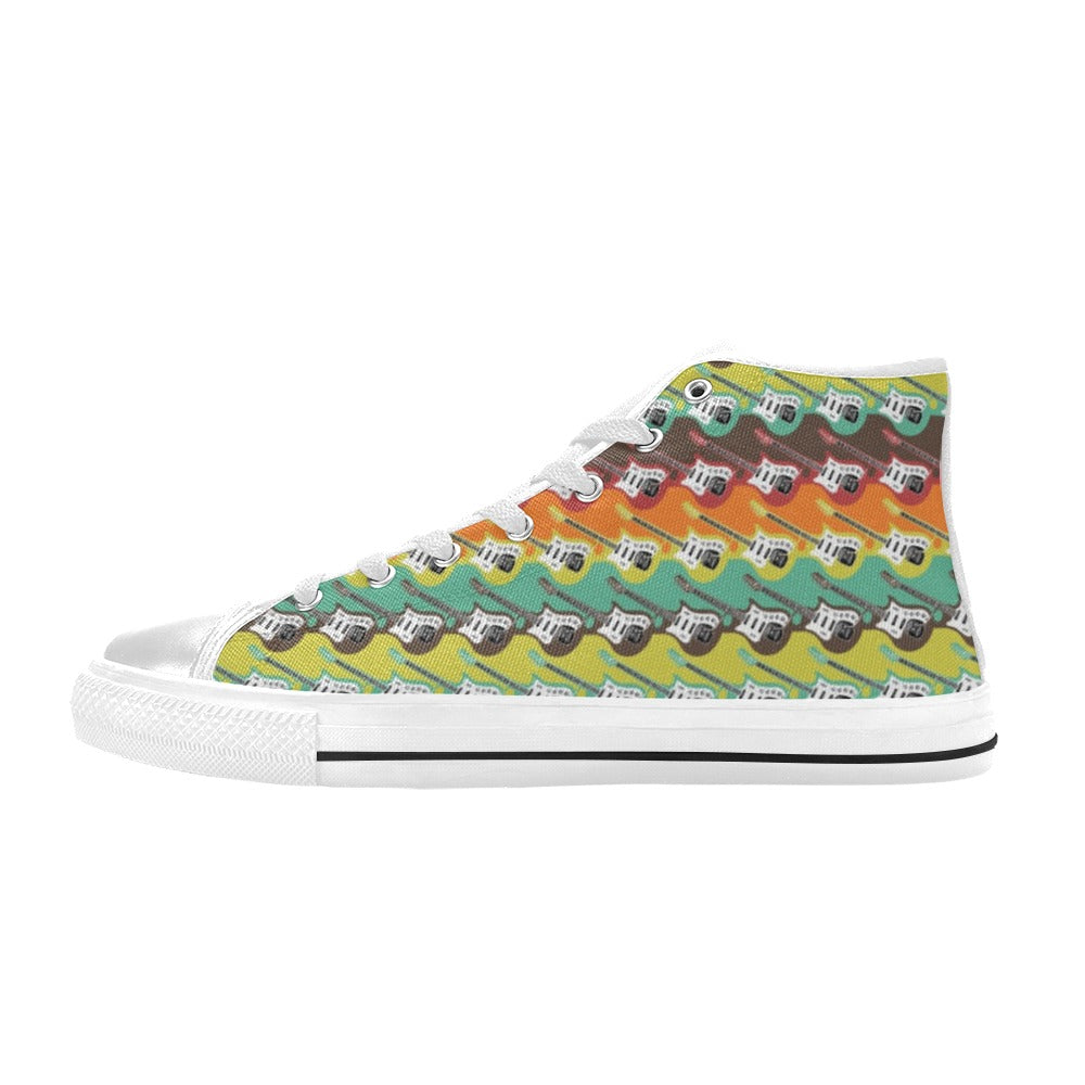 Electric Guitar Print Design LKS401 Men's High Top Canvas Shoes