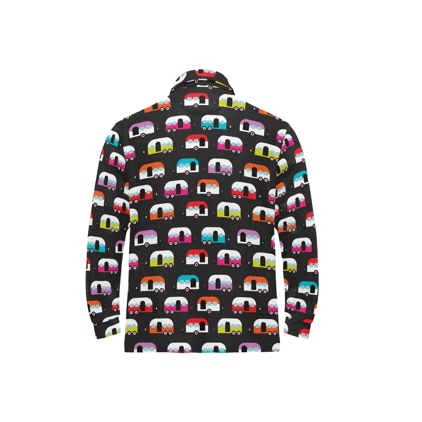 Camper Caravan Pattern Long Sleeve Polo Shirt For Men's