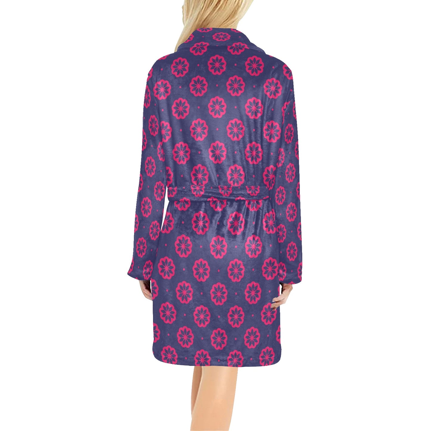 Water Lily Print Design LKS301 Women's Fleece Robe