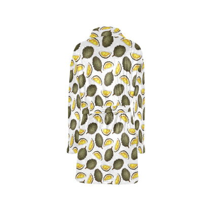 Durian Pattern Print Design DR03 Women's Fleece Robe