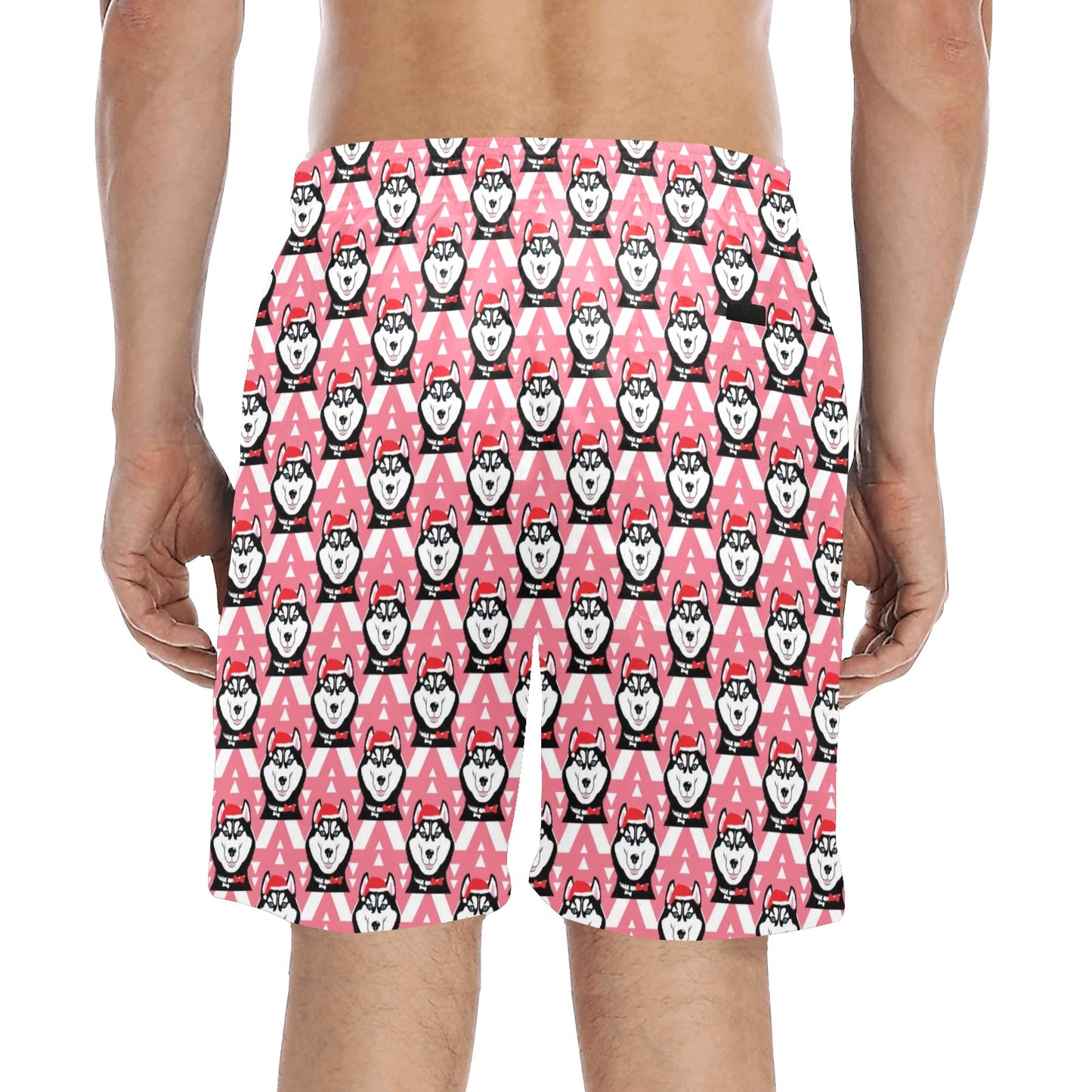 Siberian Huskies Christmas Themed Print Design LKS302 Men's Swim Trunks Beach Shorts