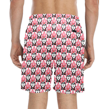 Siberian Huskies Christmas Themed Print Design LKS302 Men's Swim Trunks Beach Shorts