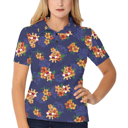 Hawaiian Themed Pattern Print Design H02 Women's Polo Shirt
