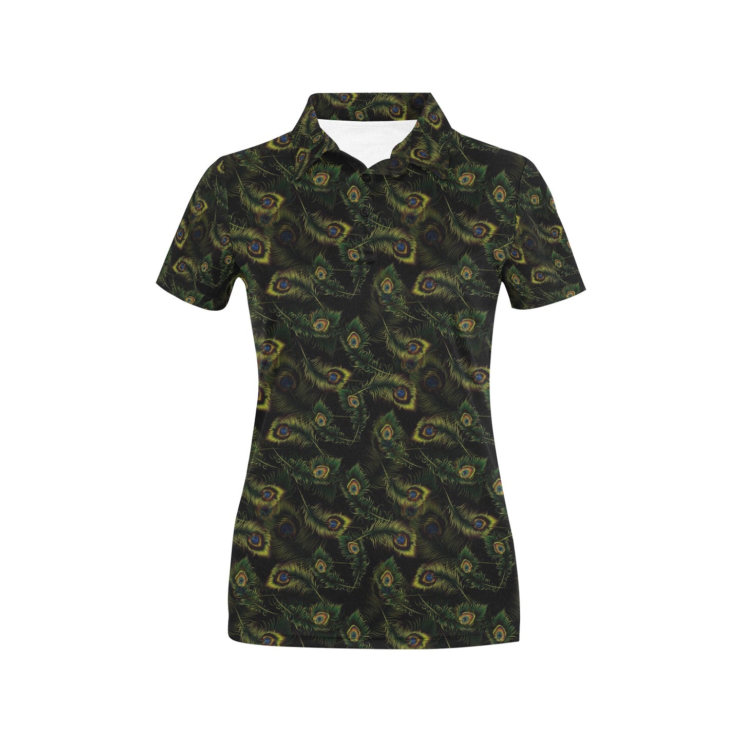 Peacock Feather Pattern Design Print Women's Polo Shirt