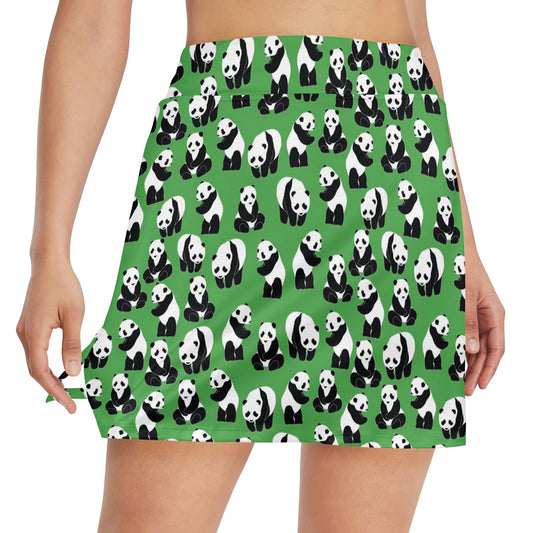 Panda Bear Pattern Themed Print 17" Golf & Pickleball Skort with Pockets