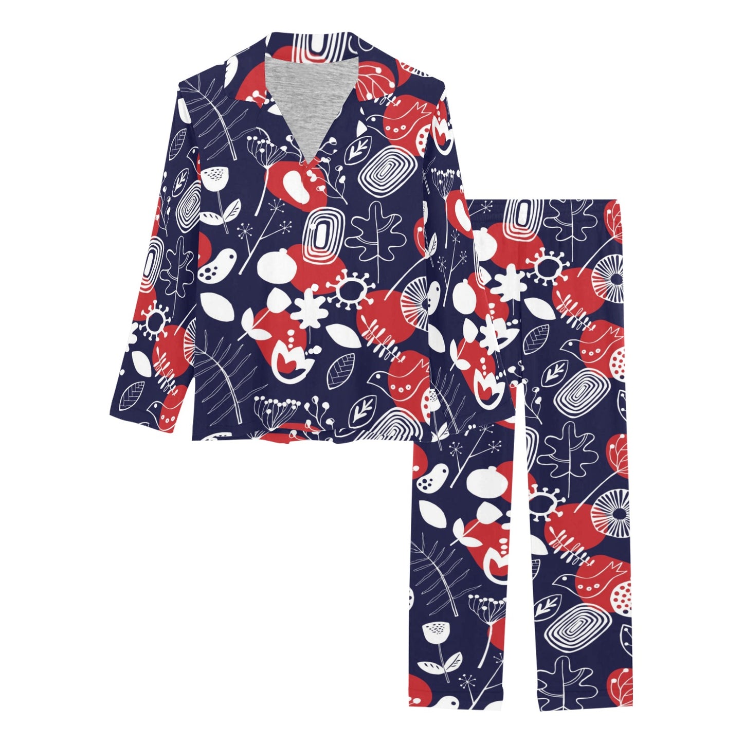 Nordic Pattern Print Design A02 Women's Long Pajama Set