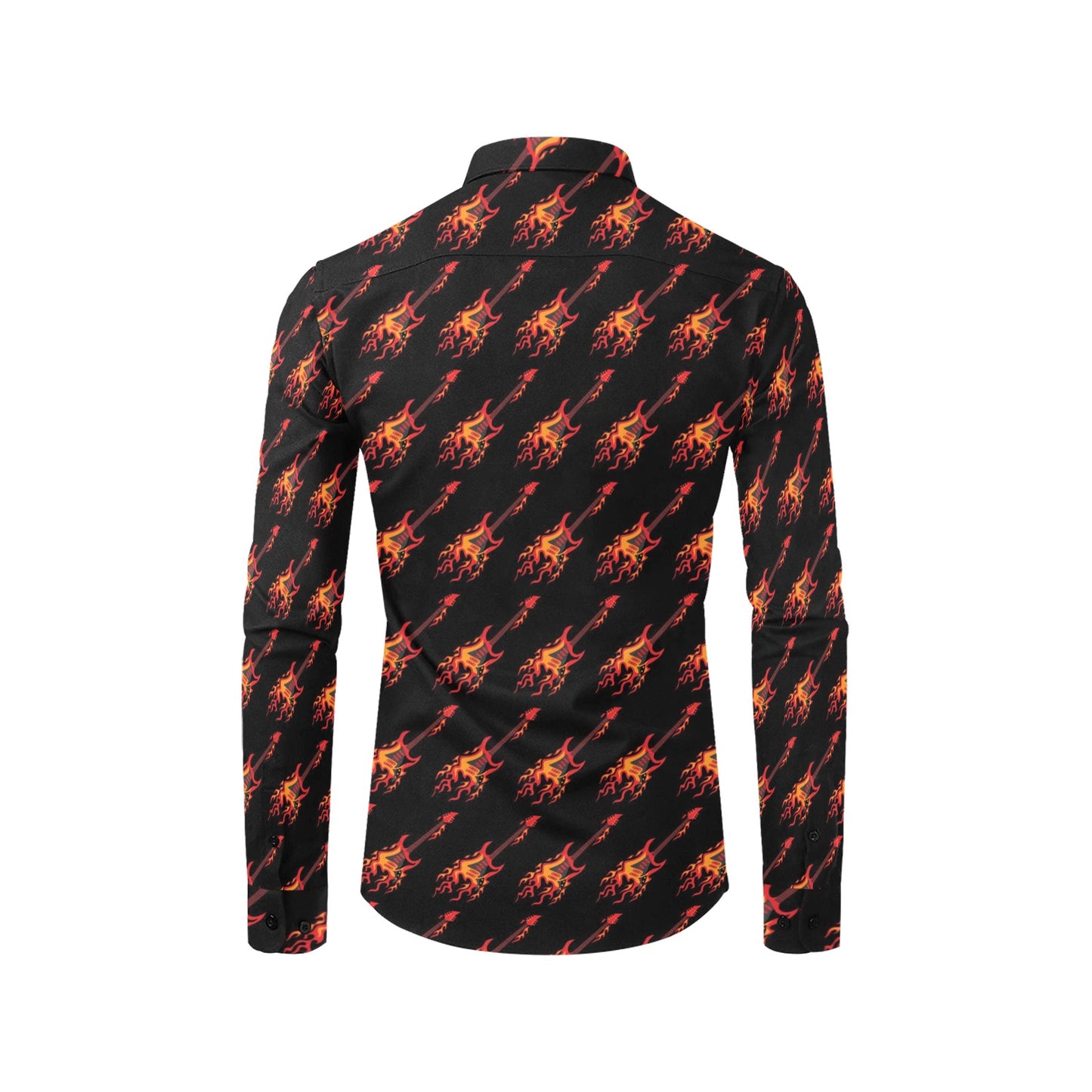 Electric Guitar Print Design LKS406 Men's Long Sleeve Dress Shirt