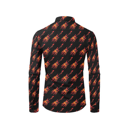 Electric Guitar Print Design LKS406 Men's Long Sleeve Dress Shirt