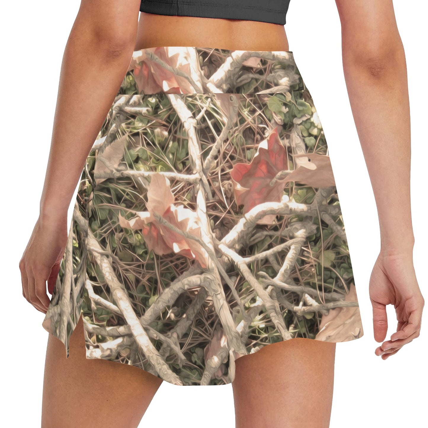 Camouflage Realistic Tree Authumn Print 17" Golf & Pickleball Skort with Pockets