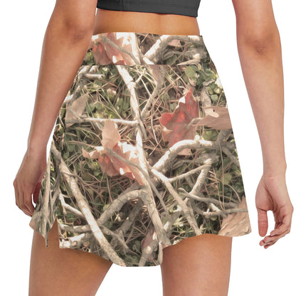 Camouflage Realistic Tree Authumn Print 17" Golf & Pickleball Skort with Pockets