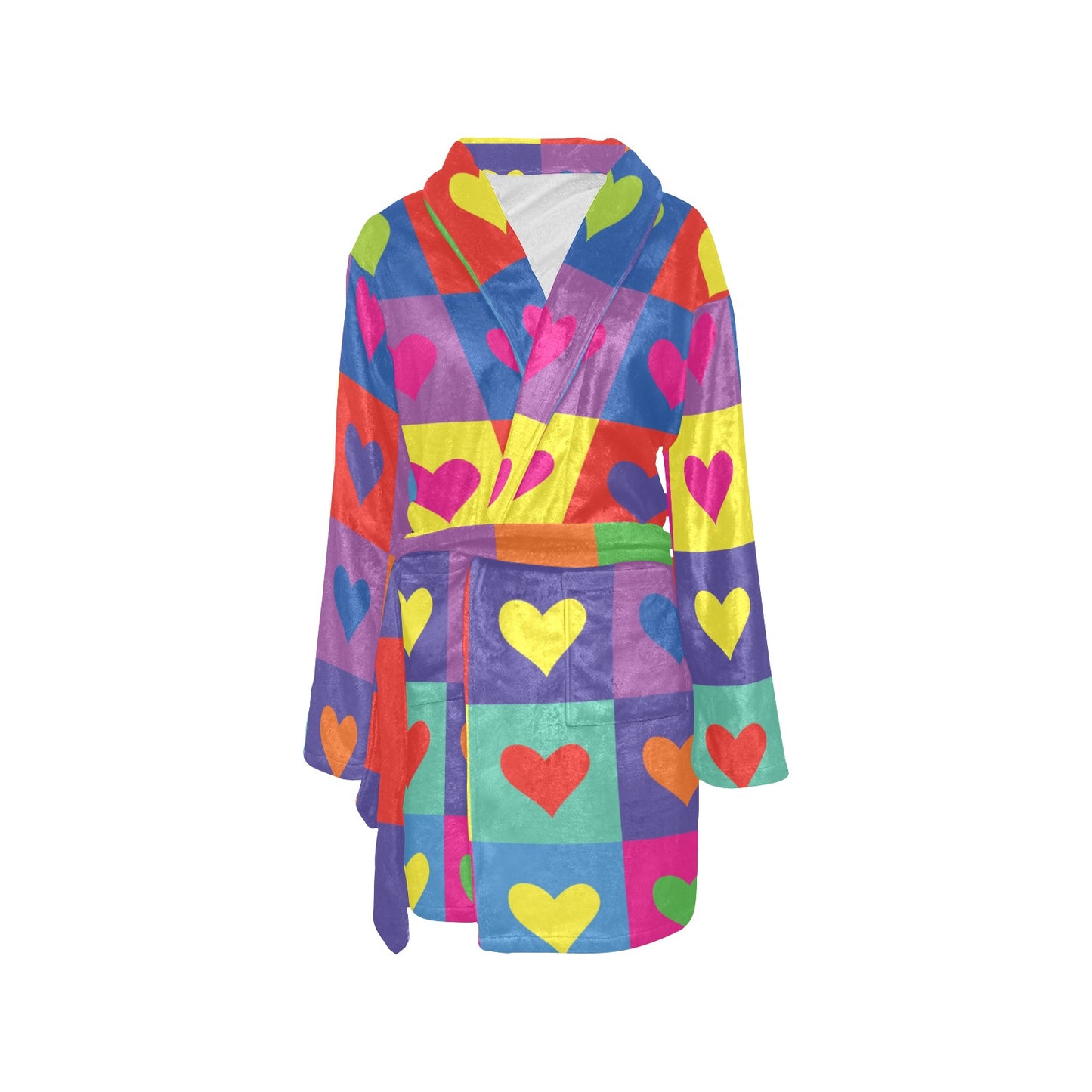 Pop Art Heart Pattern Print Design A01 Women's Fleece Robe