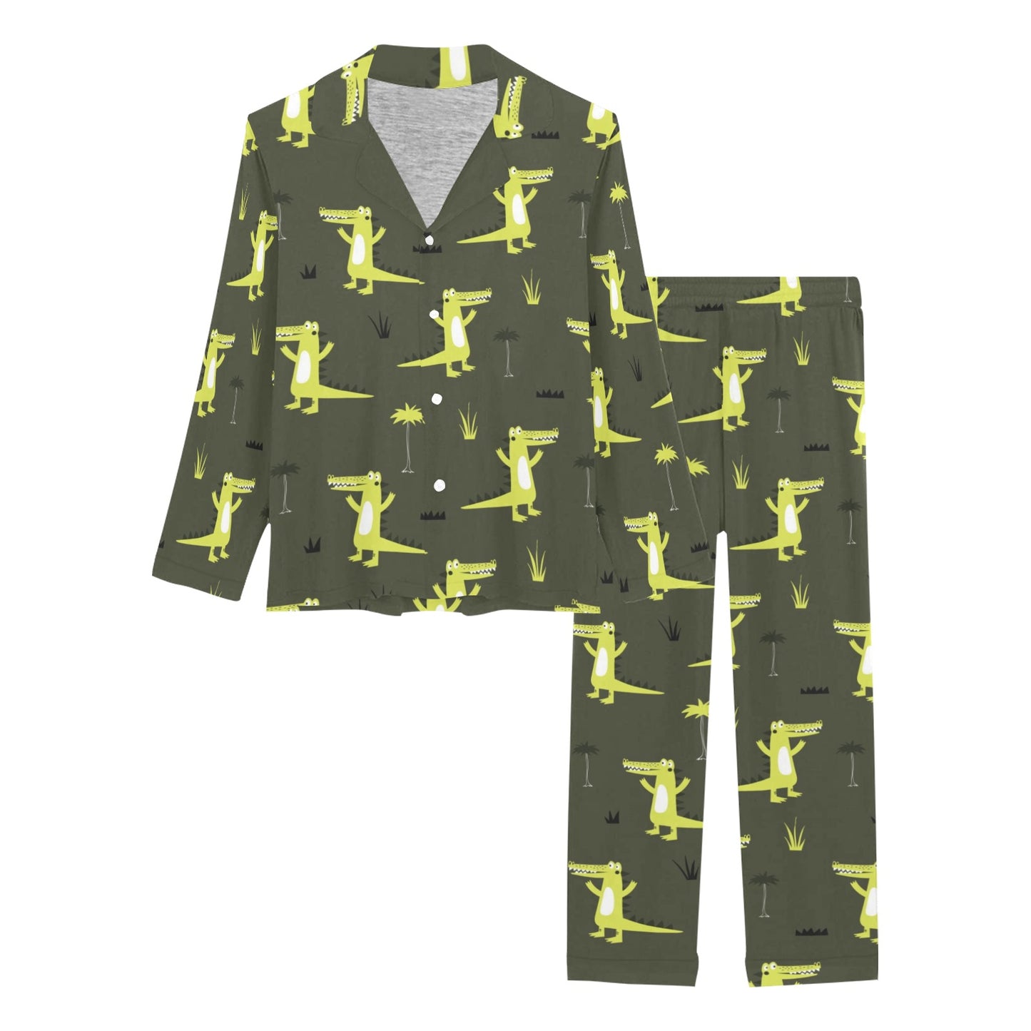 Alligator Pattern Print Design 05 Women's Long Pajama Set