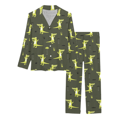 Alligator Pattern Print Design 05 Women's Long Pajama Set