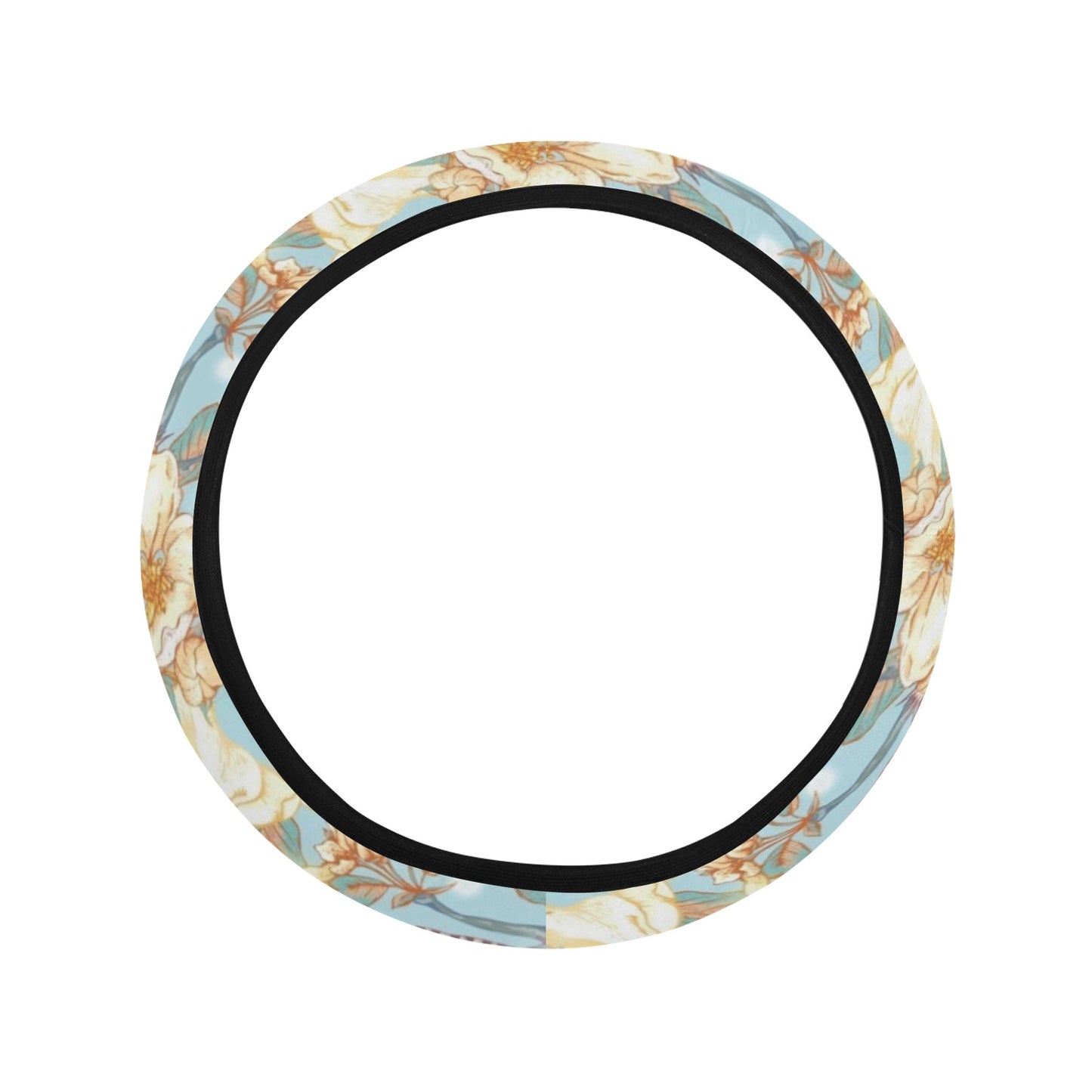Summer Floral Print Design LKS302 Steering Wheel Cover with Elastic Edge