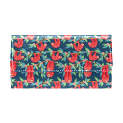 Sloth Red Design Themed Print Women's Trifold Wallet