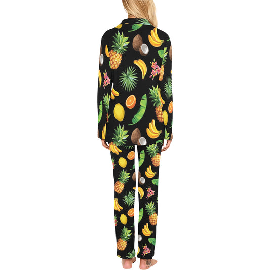 Tropical Fruits Pattern Print Design TF03 Women's Long Pajama Set